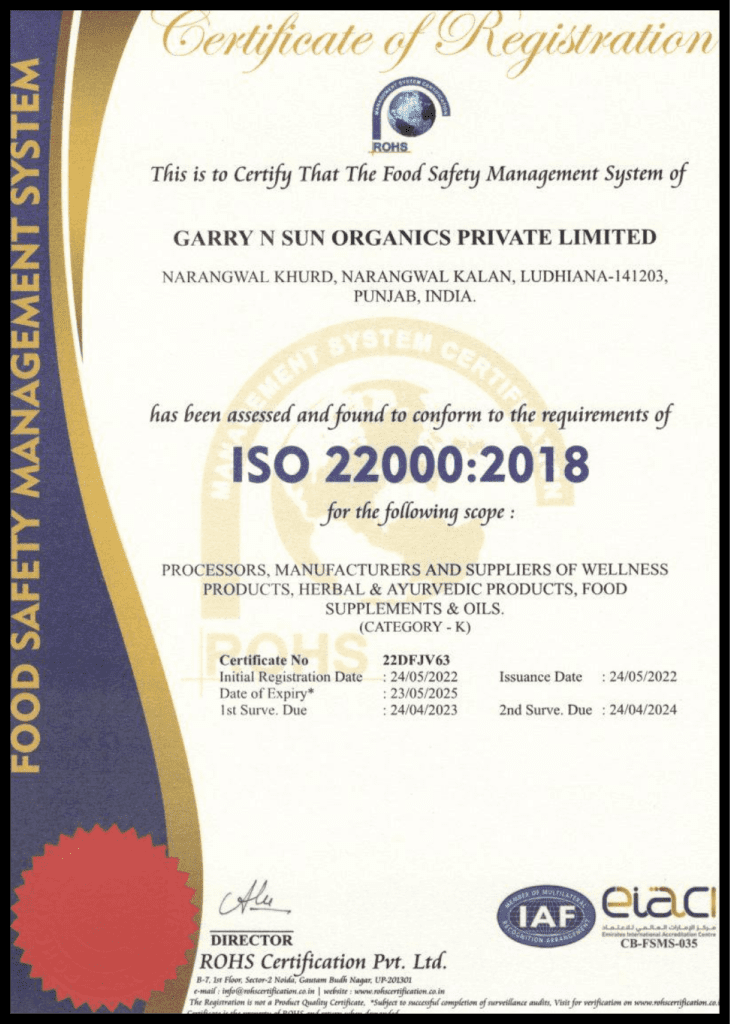 ISO 22000 CERTIFICATE 1